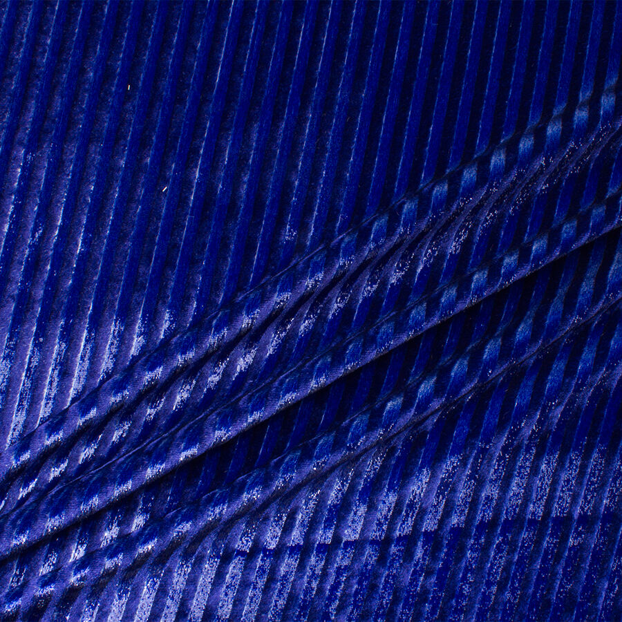 Dark Royal Blue Striped Laminated Velvet