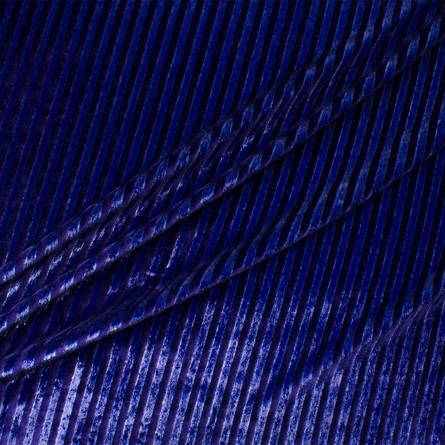 Blue & Purple Striped Laminated Velvet