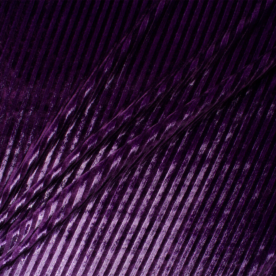 Dark Purple Striped Laminated Velvet