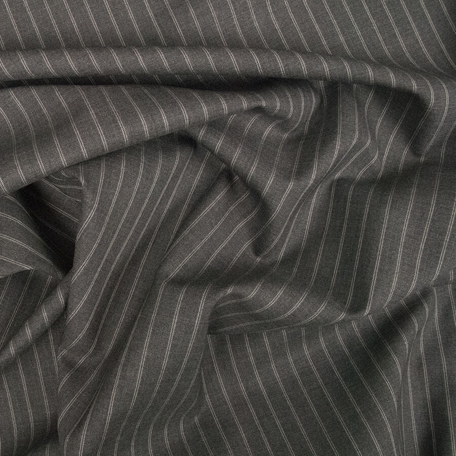 Grey Striped Super 130s Tropical Suiting  (A 3m Piece)