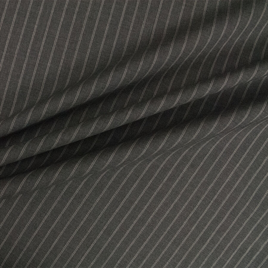 Grey Striped Super 130s Tropical Suiting  (A 3m Piece)