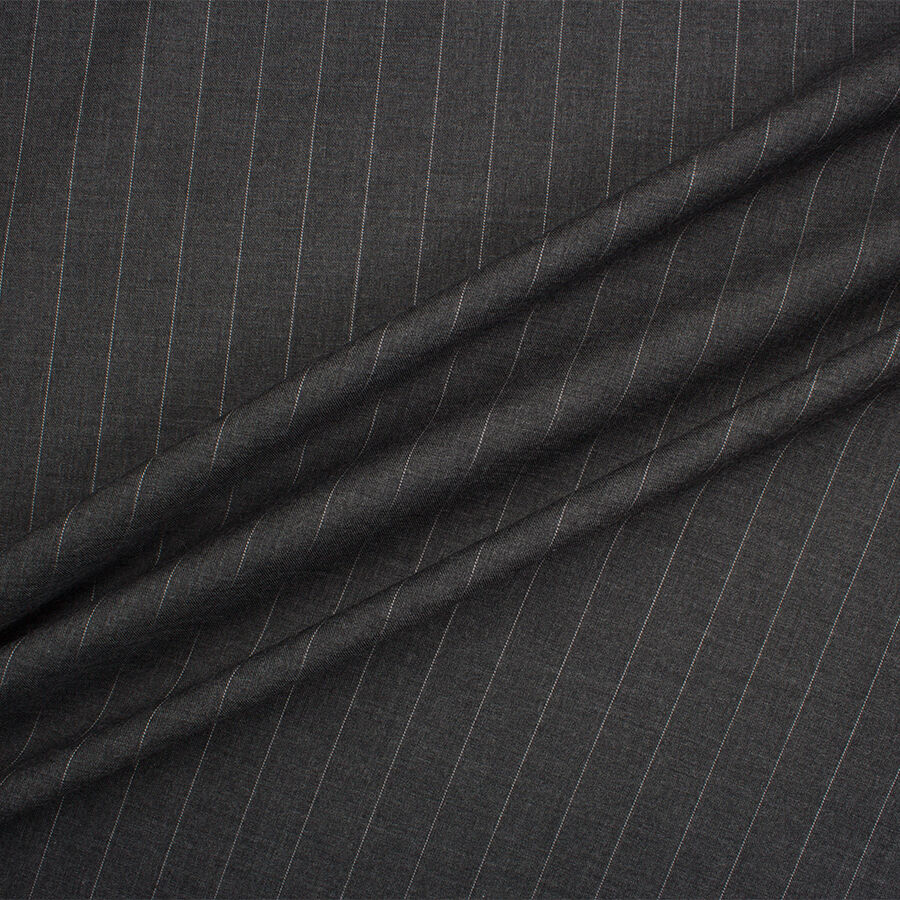 Grey Striped Cashmere & Silk Suiting  (A 3m Piece)