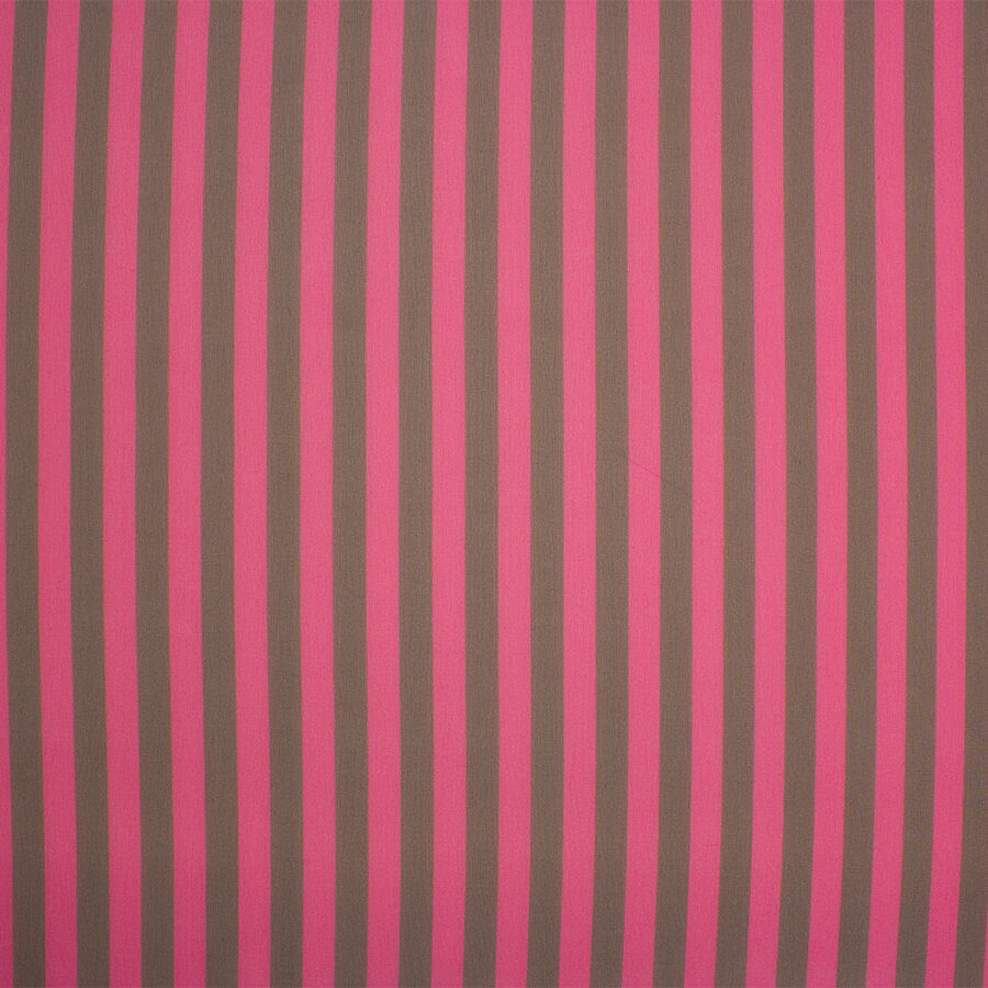 Fuchsia Pink & Brown Striped Silk Georgette