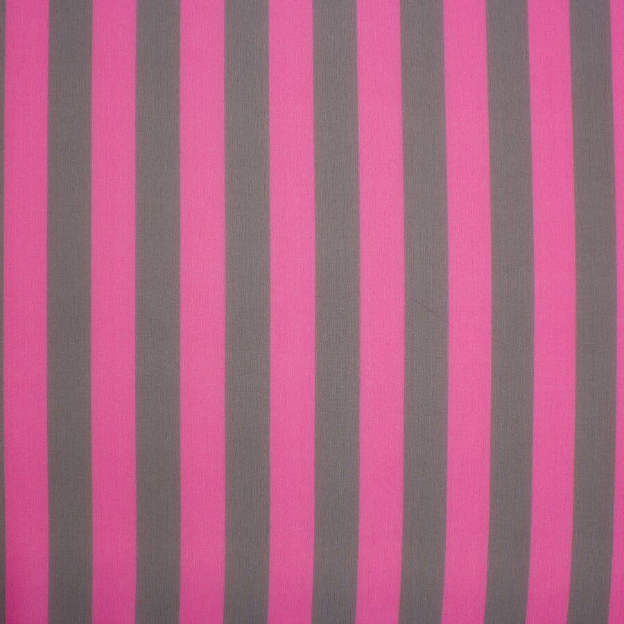 Fuchsia Pink & Black Wide Striped Silk Georgette