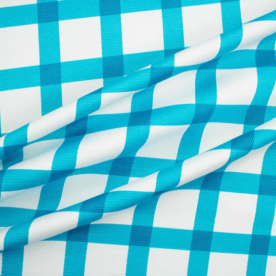 Turquoise & White Checkered Cotton Piqué