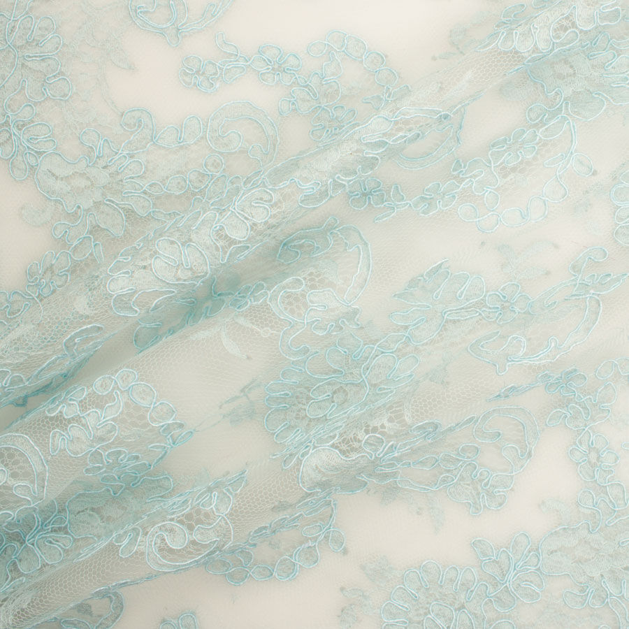 Pale Aqua Heavy Corded Cotton Lace