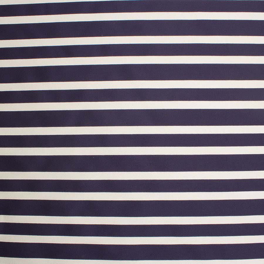 Midnight Blue & Cream Striped Duchess Satin