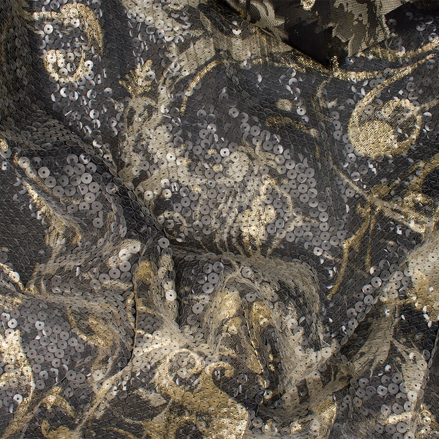 Black/Gold Sequinned Jacquard Organza