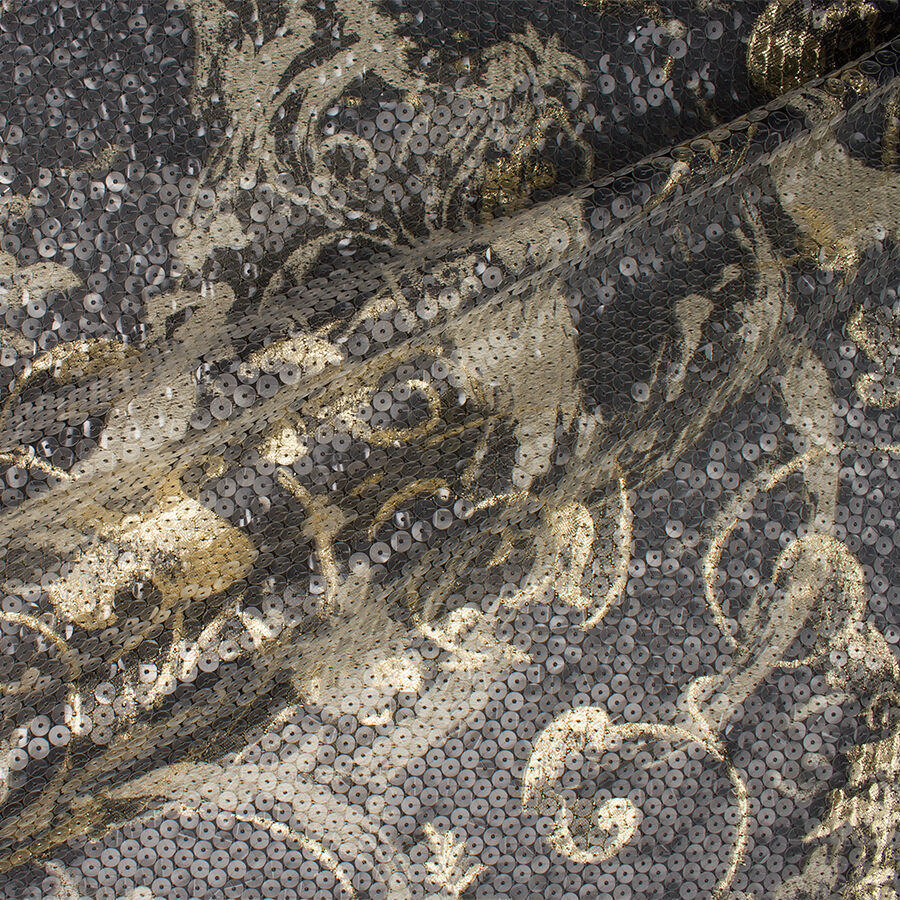 Black/Gold Sequinned Jacquard Organza