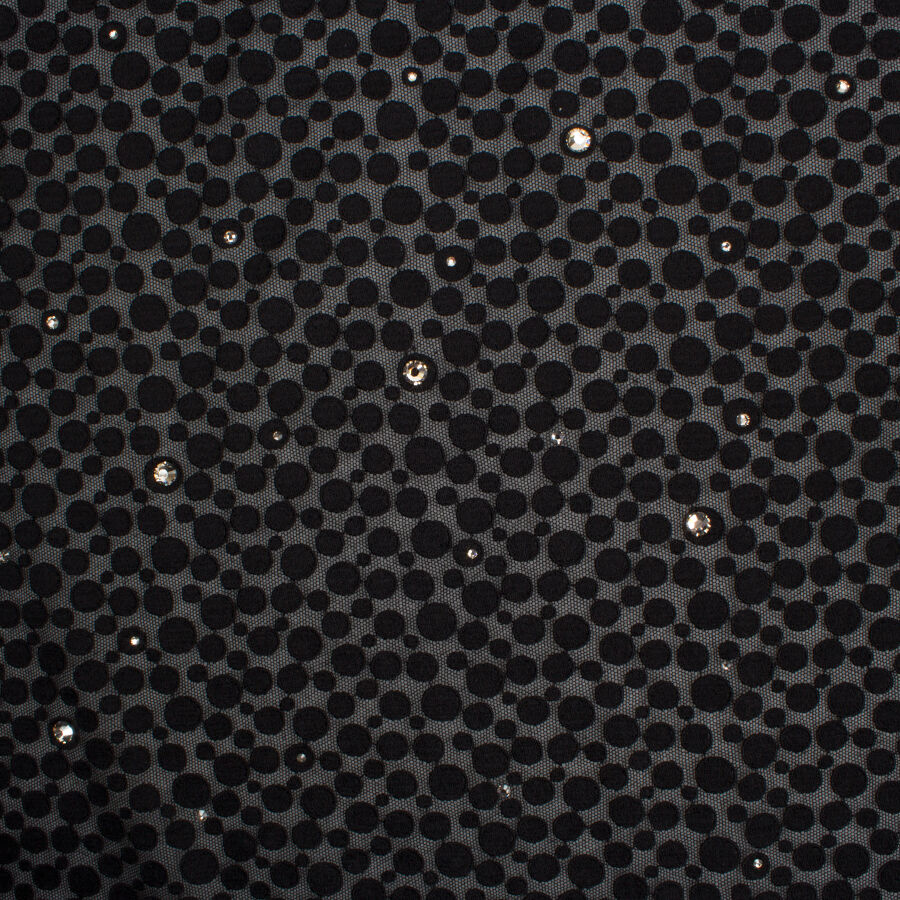 Black Swarovski Stone Embroidered Tulle