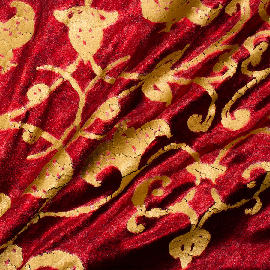 Deep Red & Gold Laminated Velvet