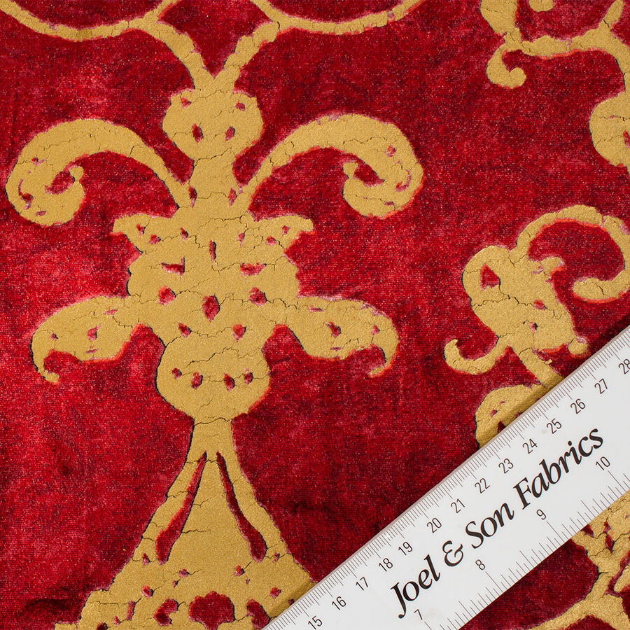 Deep Red & Gold Laminated Velvet