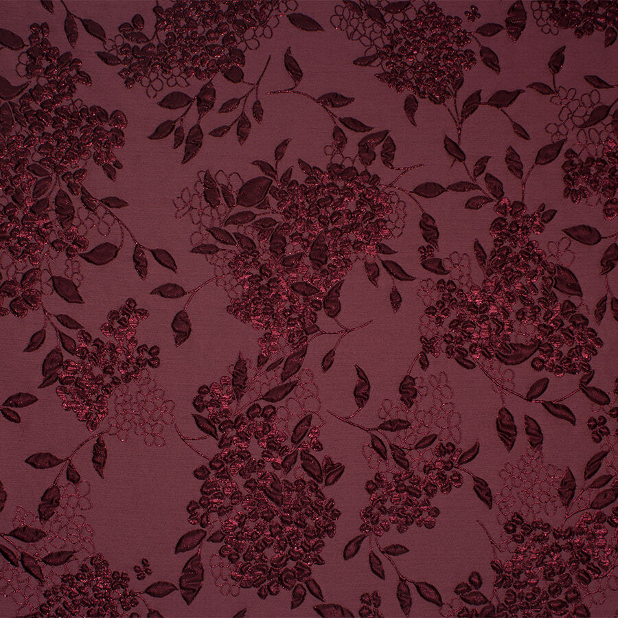 Deep Rose Metallic Floral Cloqué