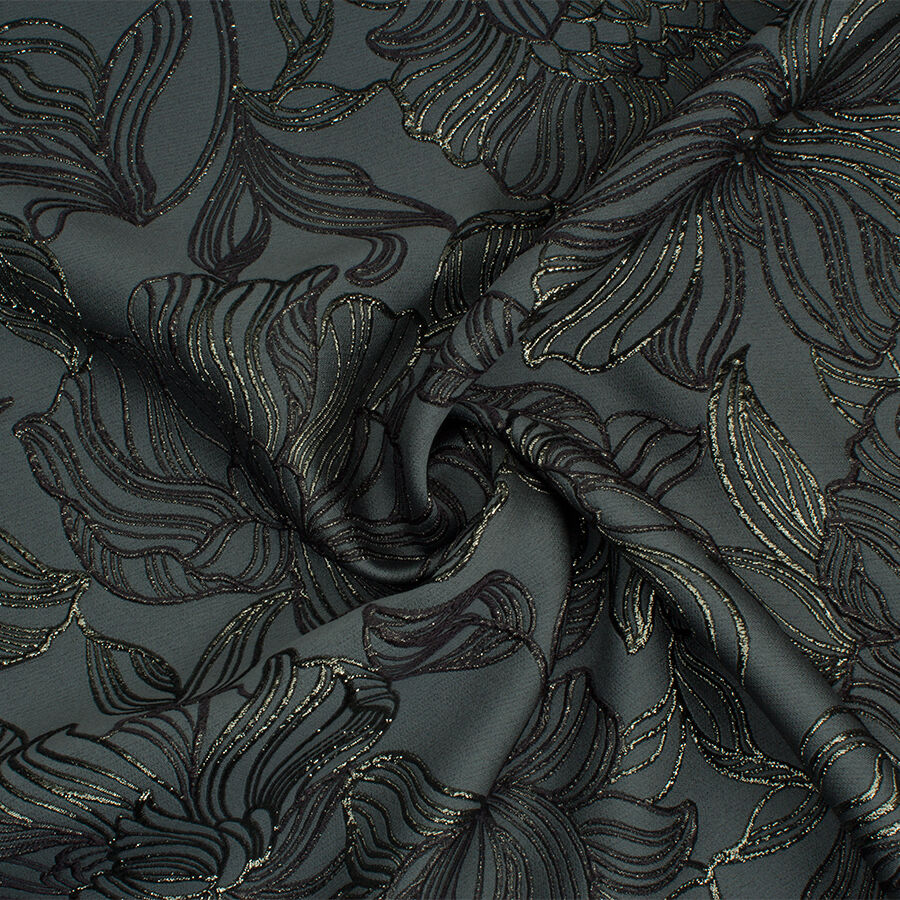 Muted Grey Green Metallic Cloqué (A 1.25m Piece)