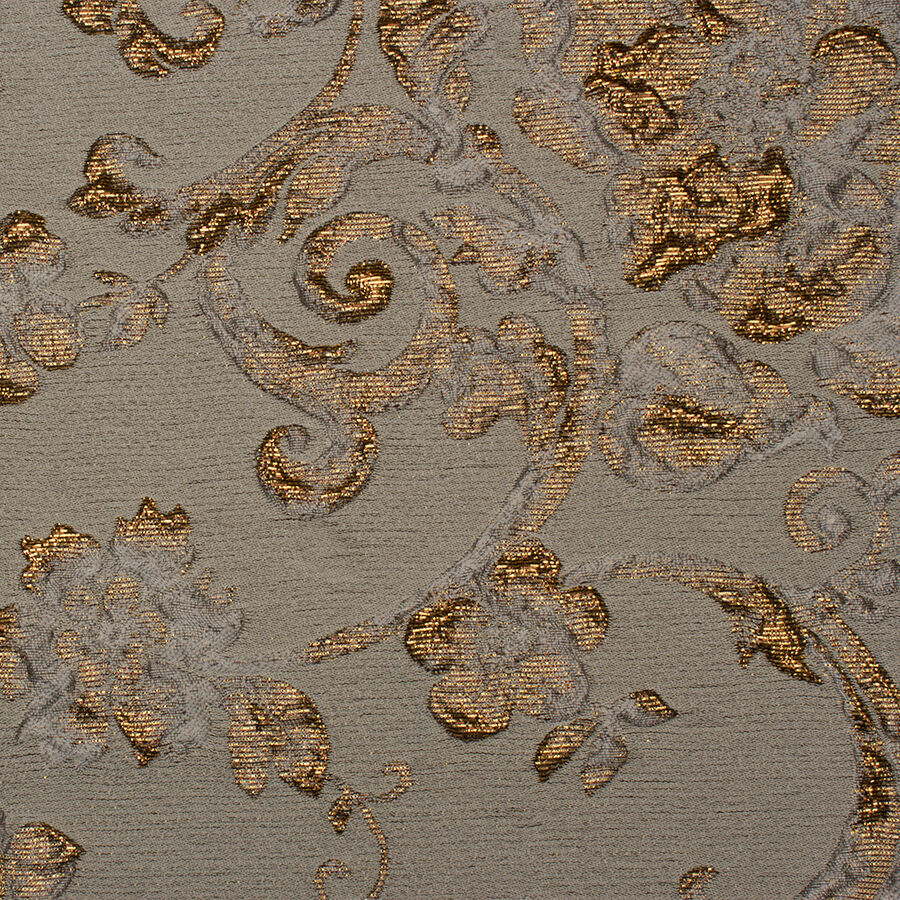 Khaki & Gold Metallic Floral Cloqué (A 2m Piece)