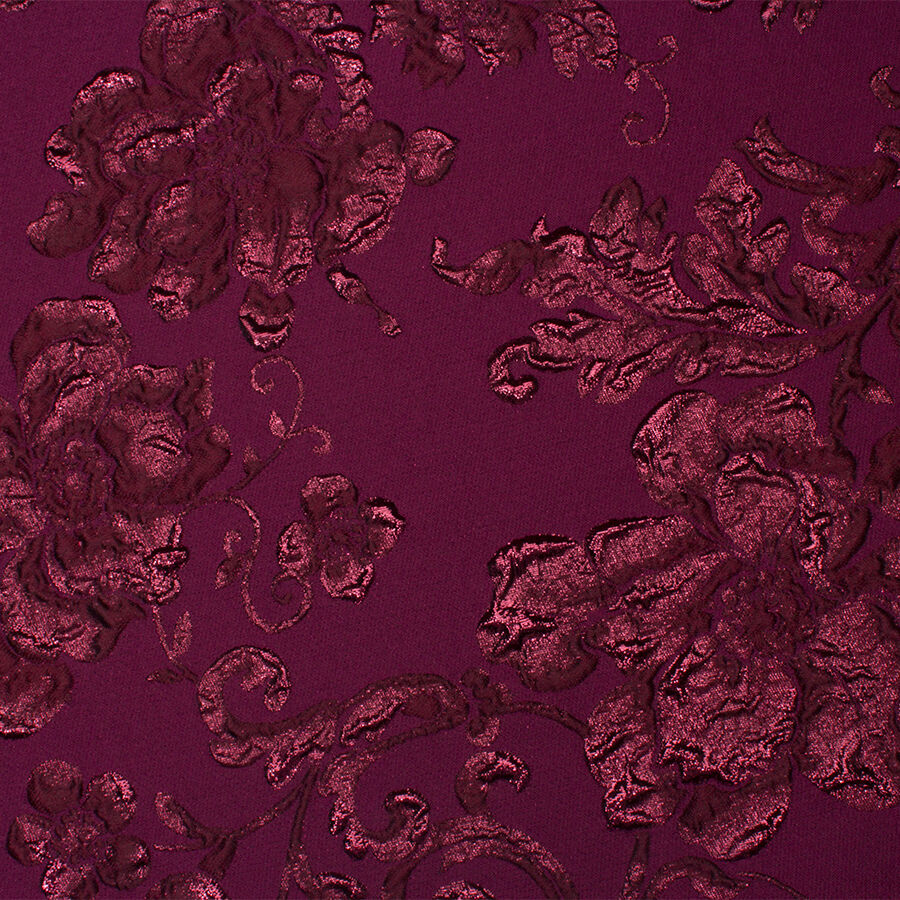 Bordeaux Floral Metallic Cloqué (A 1.85m Piece)