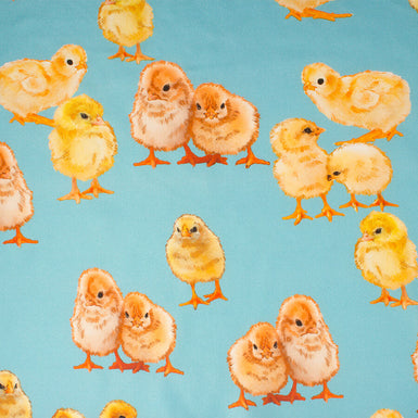 Baby Chicks Blue Printed Silk Twill (A 2m Piece)