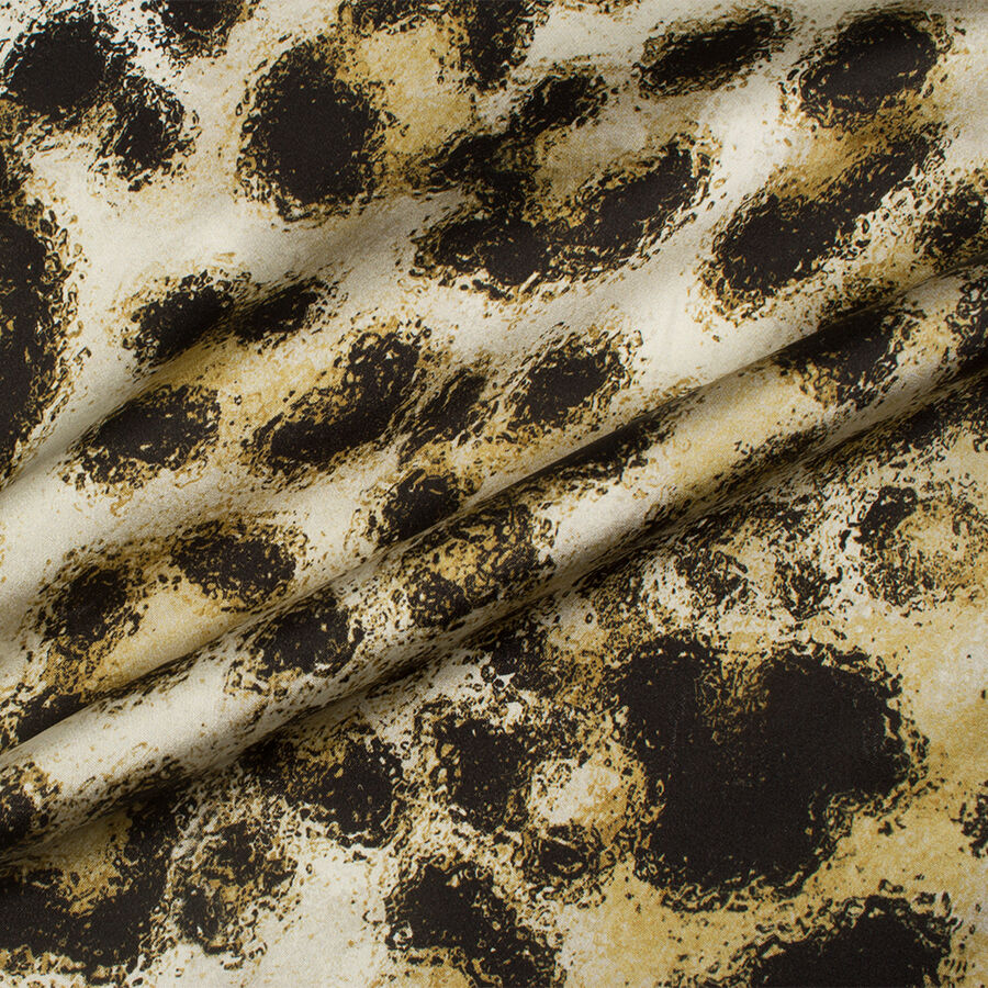 Khaki/Black 'Animal' Printed Silk Satin