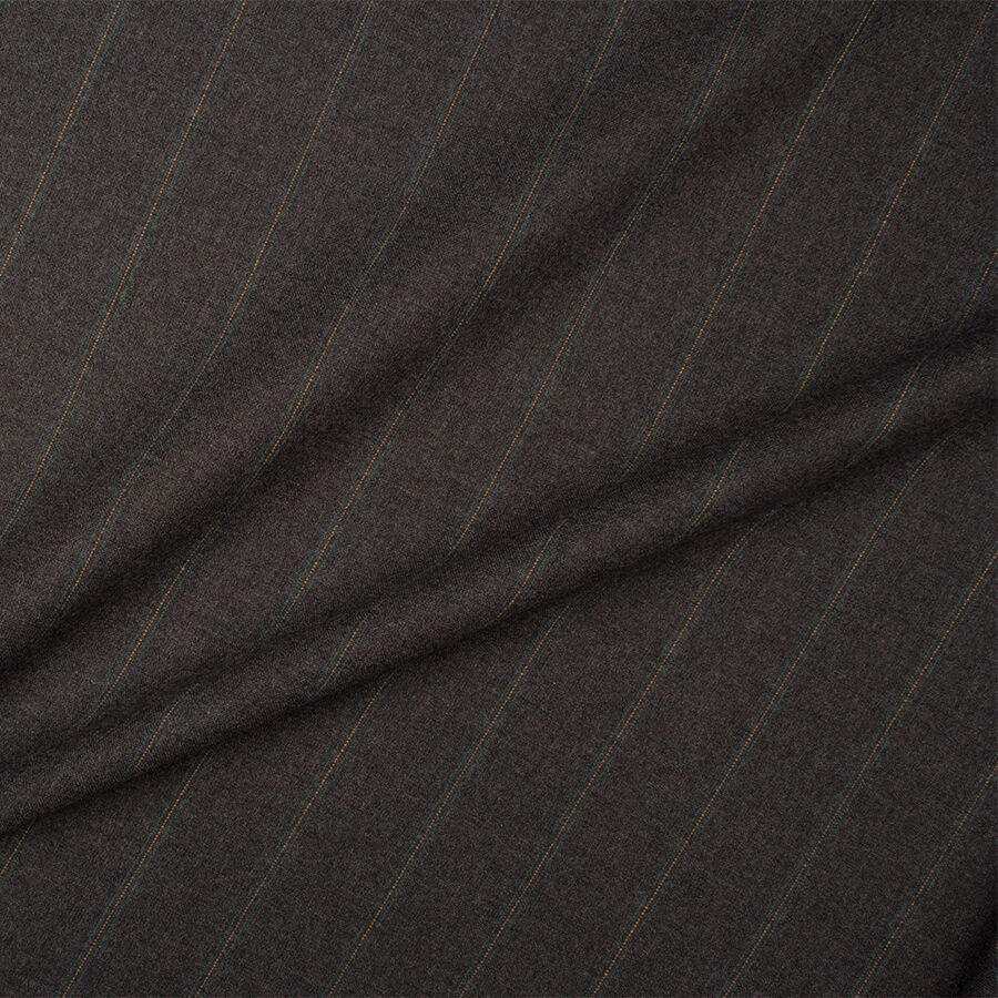 Grey Striped Stretch Wool Suiting (A 2.15m Piece)