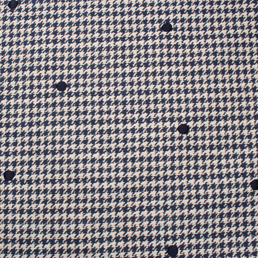 Navy Blue & Ivory Houndstooth Mikado