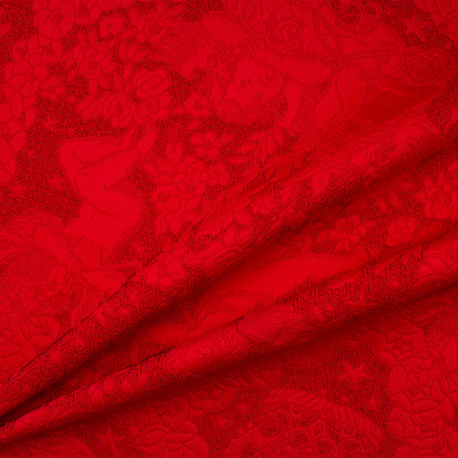 Red 'Cherub' Jacquard Stretch Cloqué