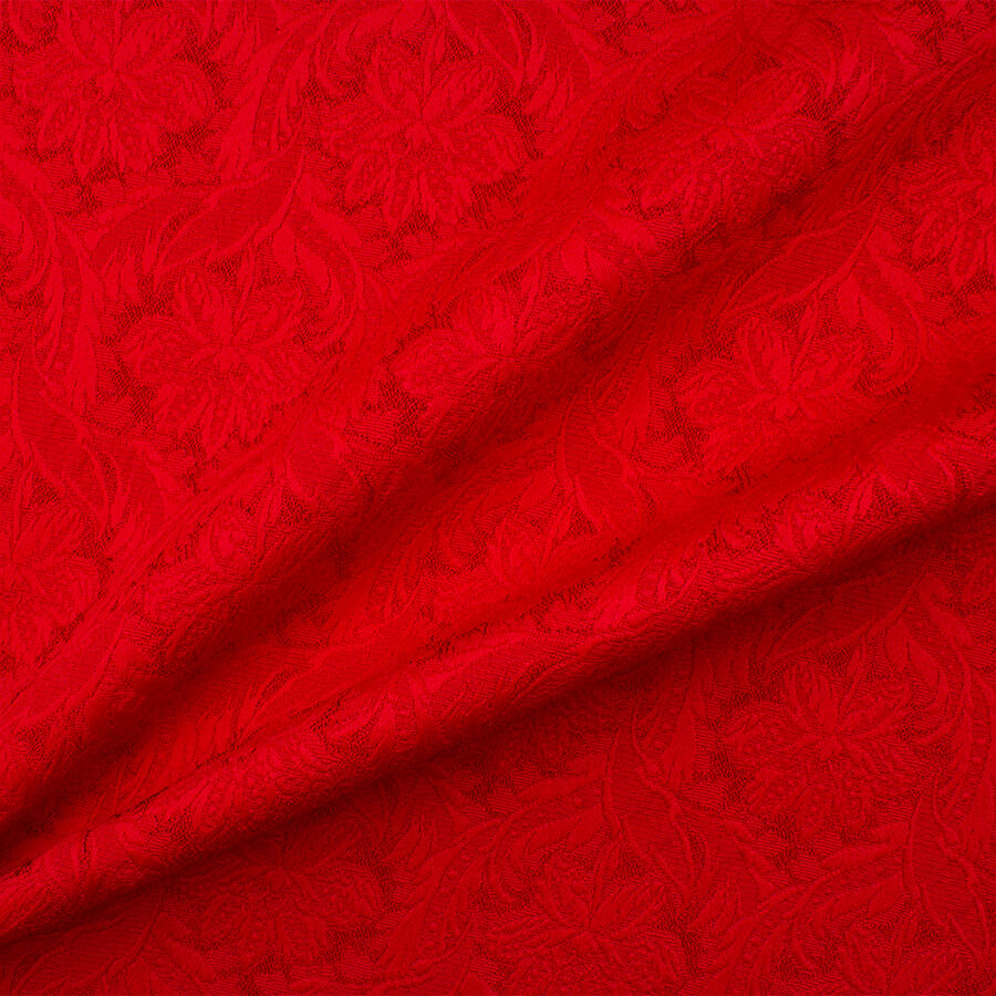 Rich Red Floral Jacquard Stretch Cloqué