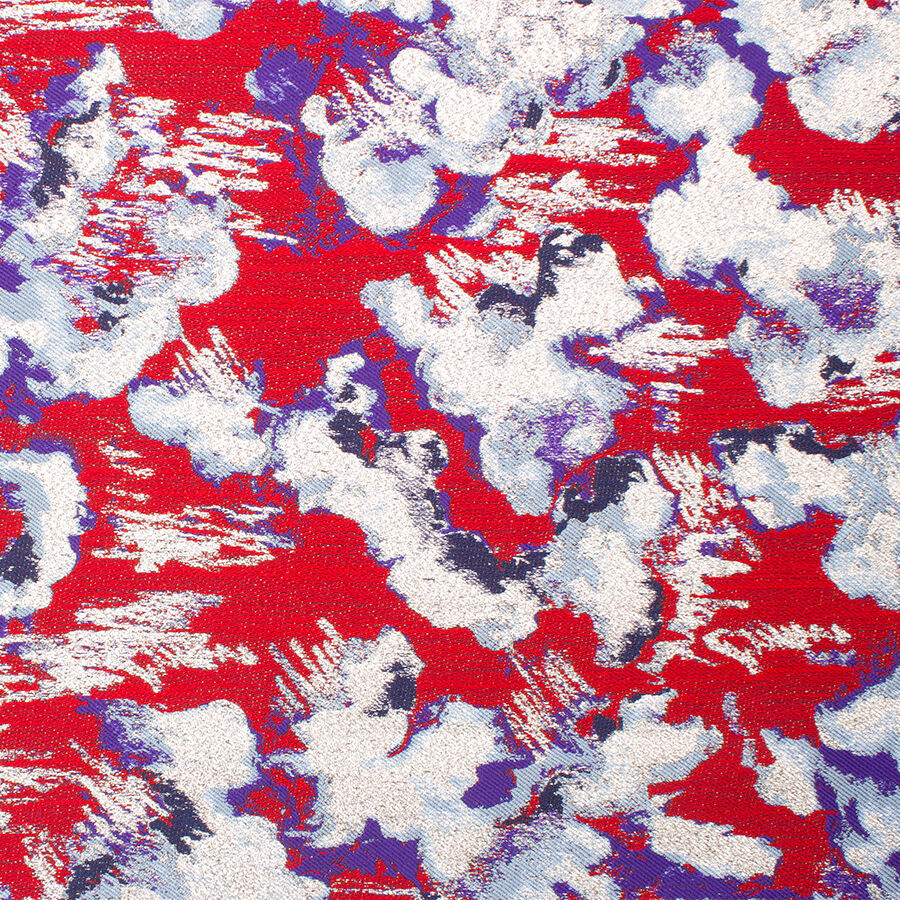 Blue/Red/Silver Metallic Brocade (A 2.30m Piece)