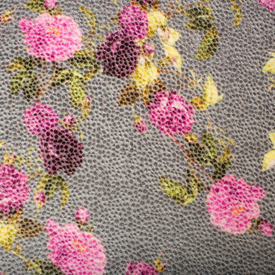 Pink Floral Grey Devoré Velvet