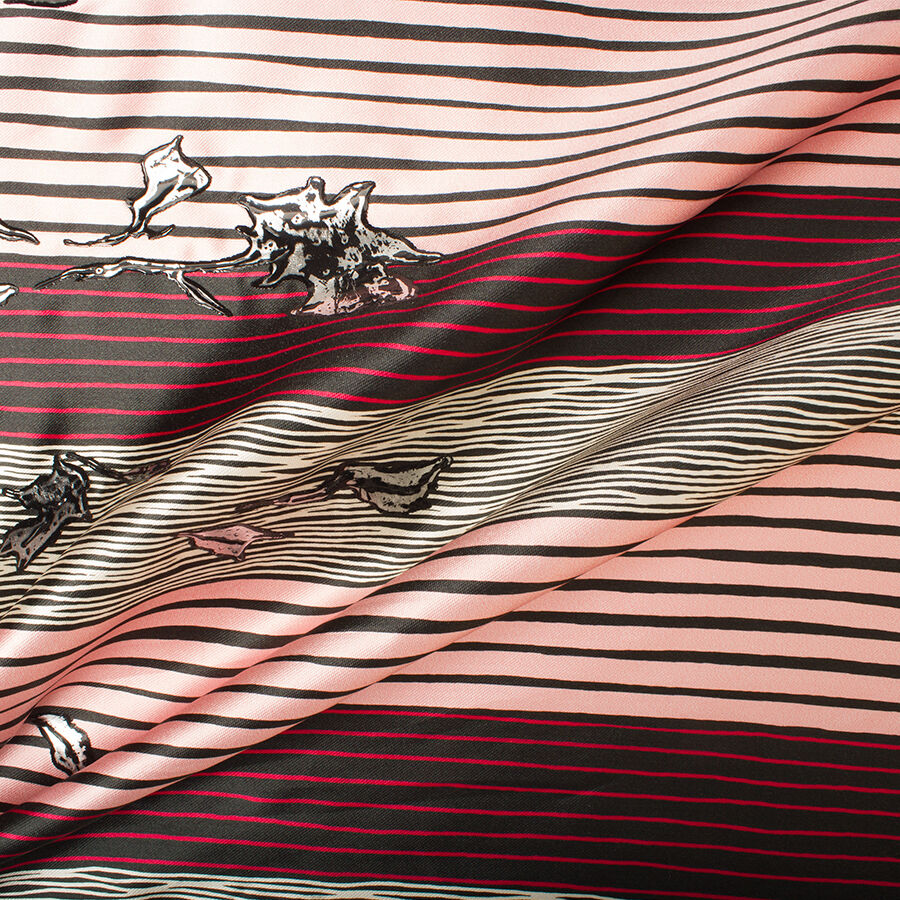 Pink/Black Striped Hand Painted Silk Mikado