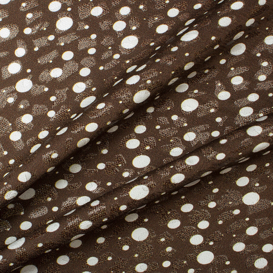 White Spotted Brown Metallic Silk Jacquard