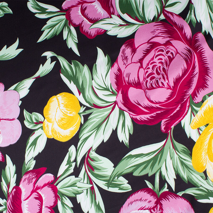 Multi Floral Black Printed Viscose (A 1.10m Piece)