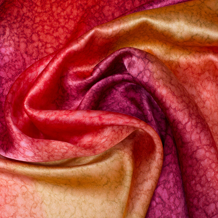 Orange/Pink/Red Hand Painted Silk Satin