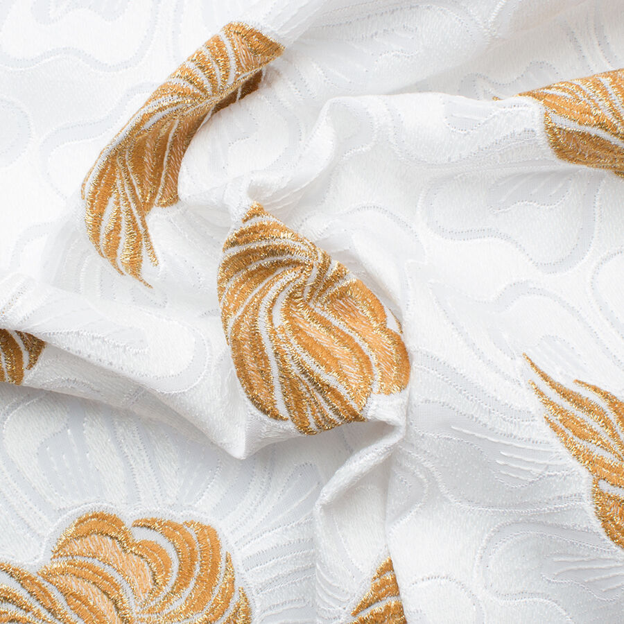 Gold Metallic Floral Embroidered Cotton