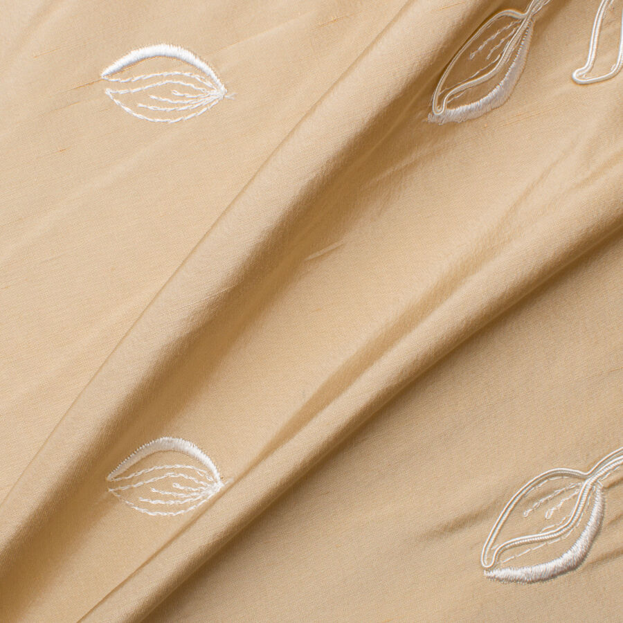 Beige Embroidered Silk Taffeta