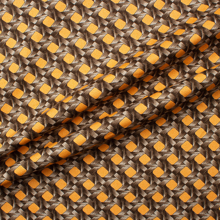 Brown & Orange 'Rattan' Printed Cotton