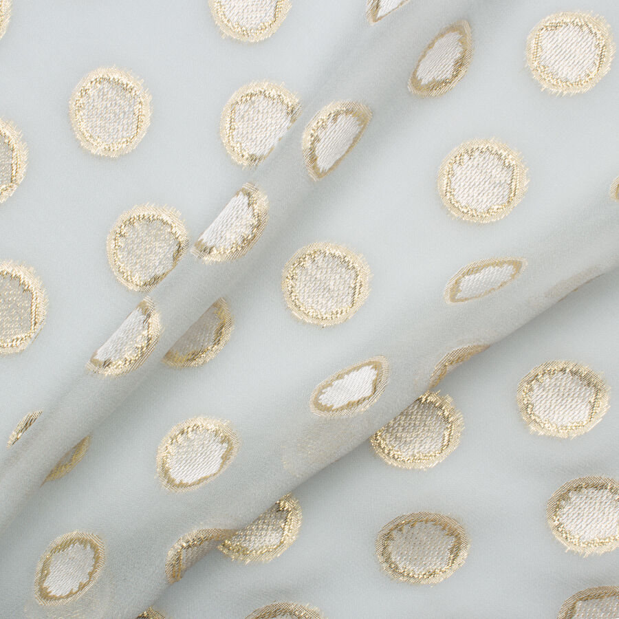 Pale Blue & Metallic Spot Silk Georgette Fabric