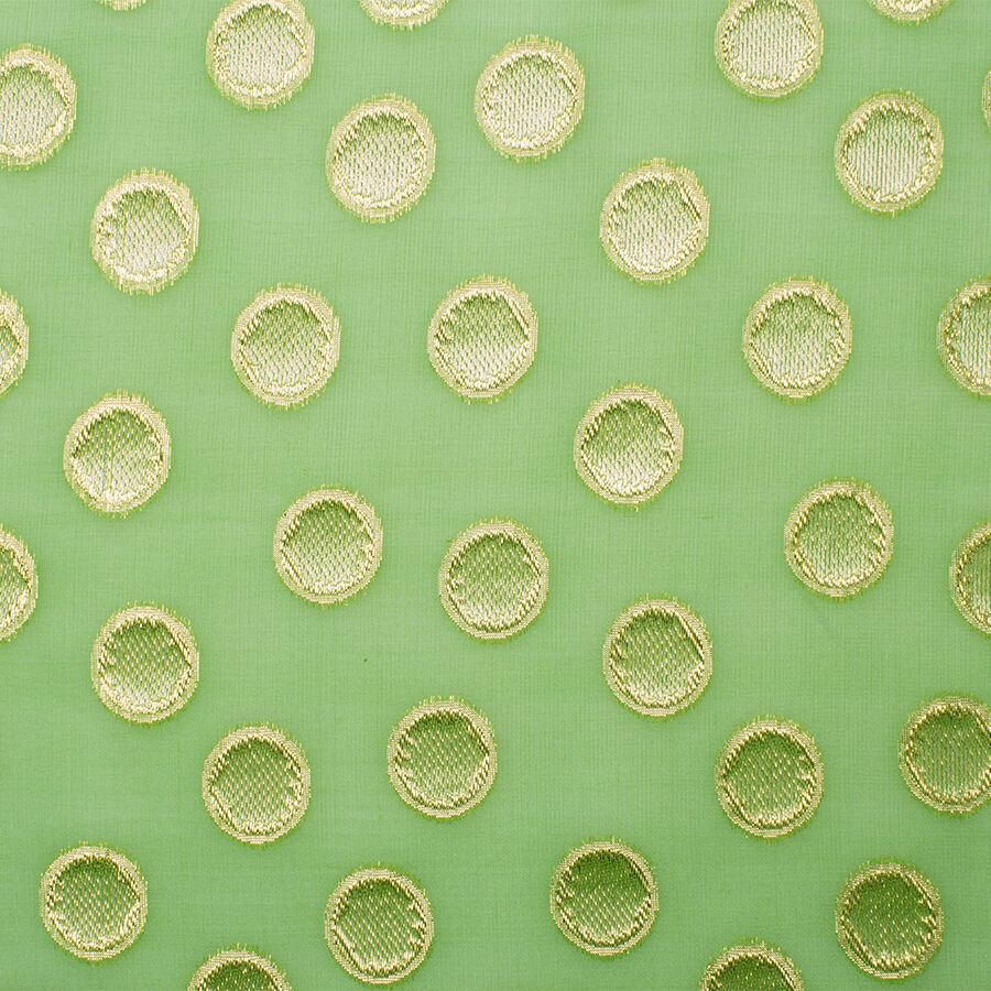 Apple Green & Metallic Spot Silk Georgette