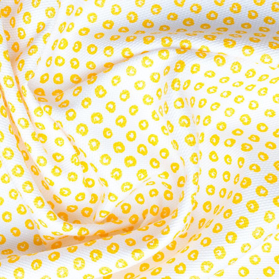 Yellow & White Printed Cotton Metallic Piqué