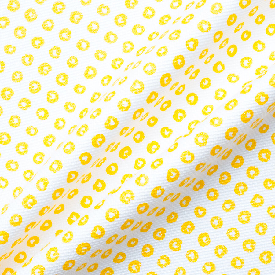 Yellow & White Printed Cotton Metallic Piqué