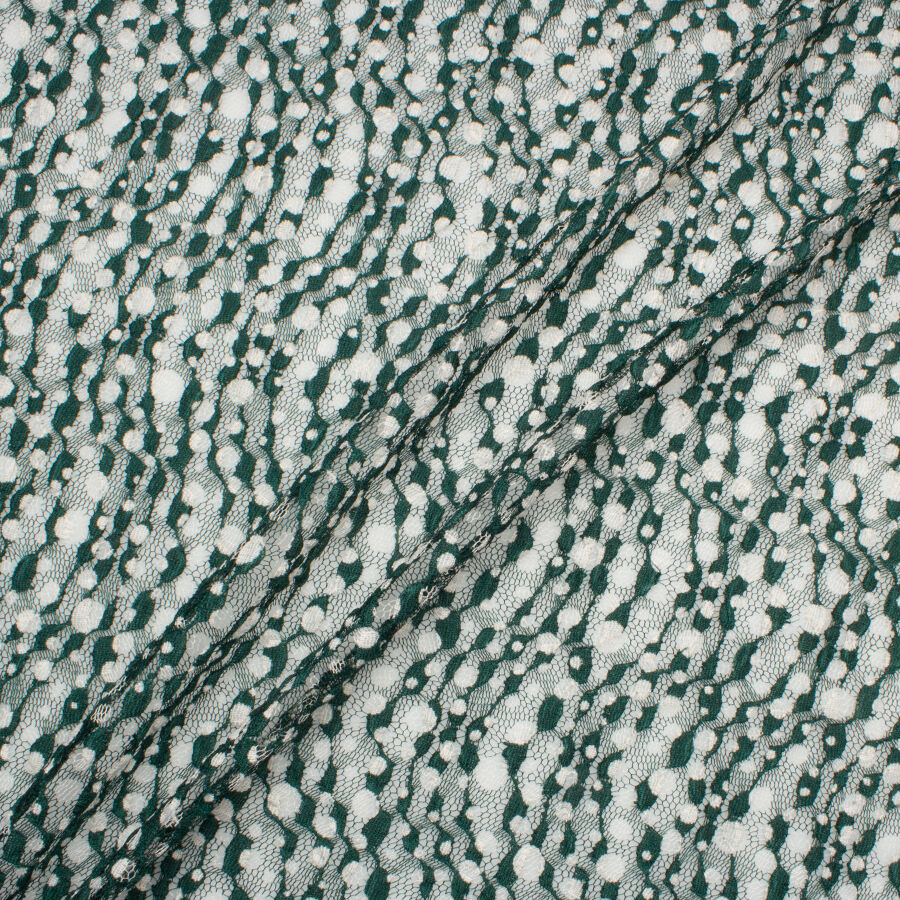 Dark Green Spot Bleached Tulle