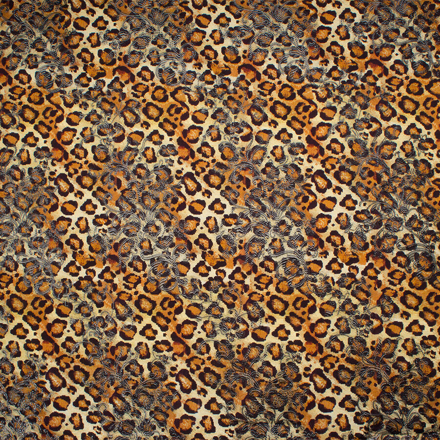 Brown Animal & Floral Metallic Silk Jacquard (A 2m Piece)