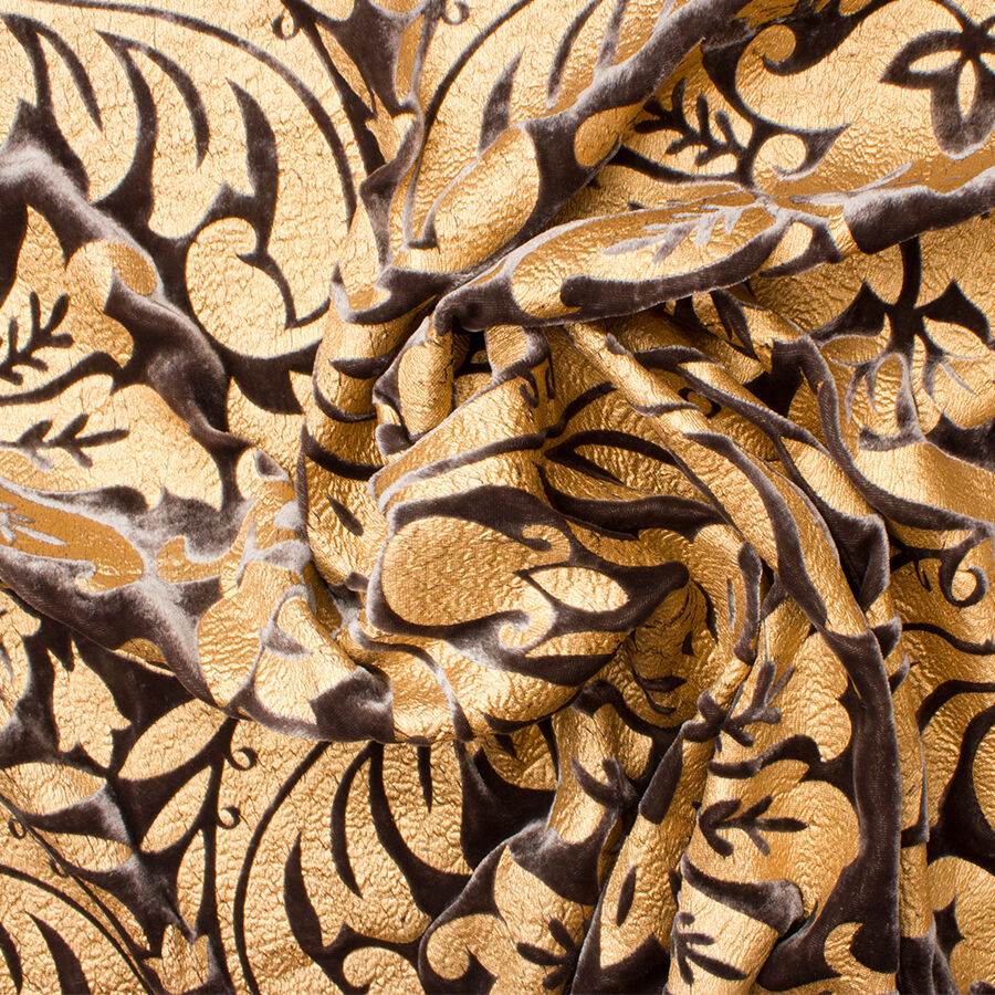 Rich Gold Laminated Brown Velvet