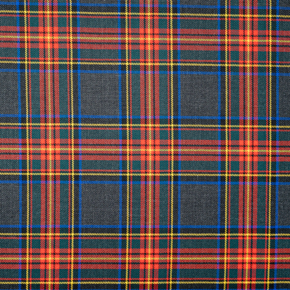 Multi-Coloured & Grey Pure Wool Tartan