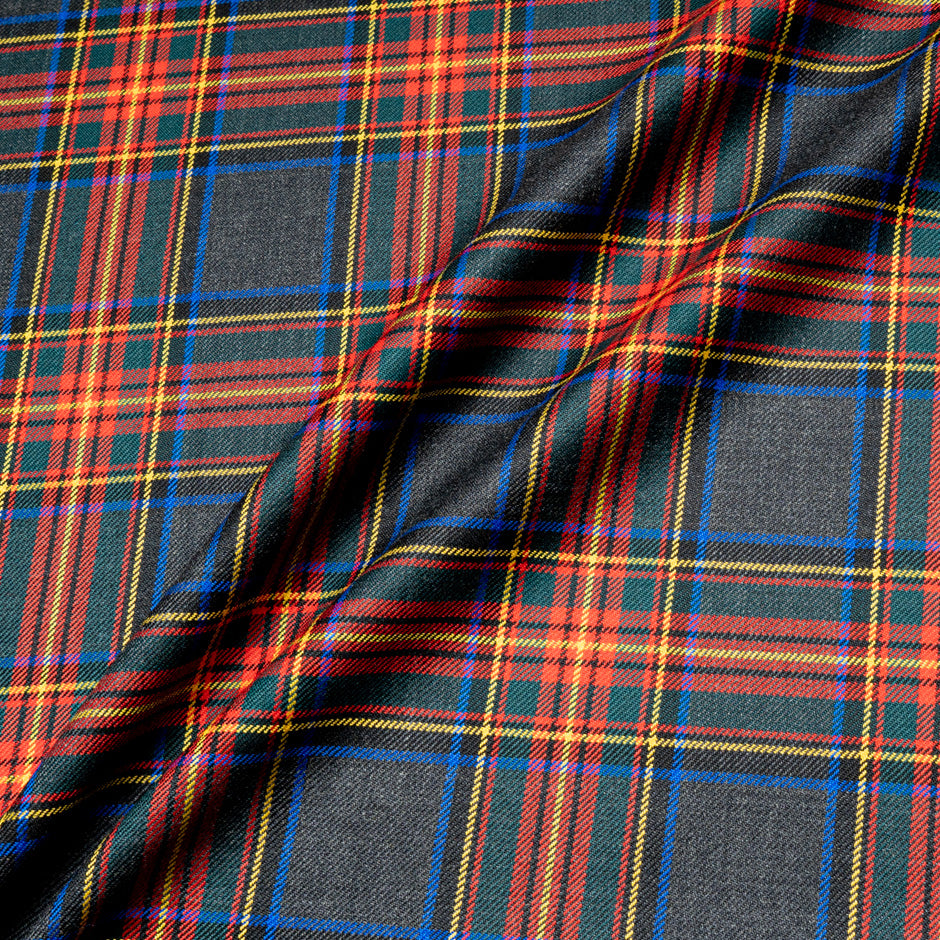 Multi-Coloured & Grey Pure Wool Tartan