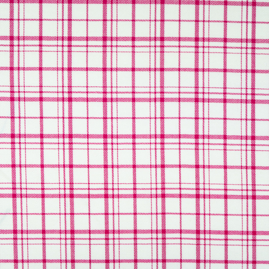 Fuchsia Pink & Off-White Pure Wool Tartan