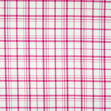 Fuchsia Pink & Off-White Pure Wool Tartan