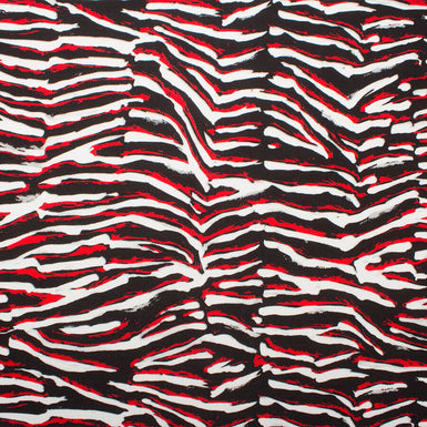 Black, White & Red Printed Viscose Jersey