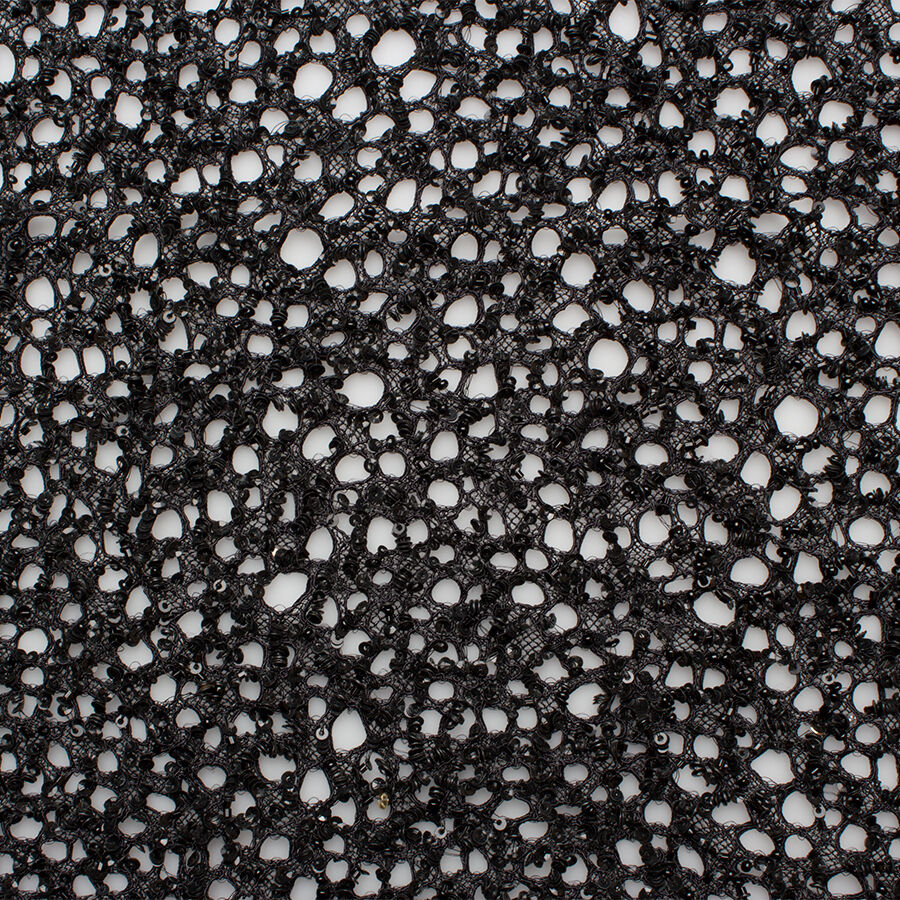 Black Fine Corded Sequinned Lace