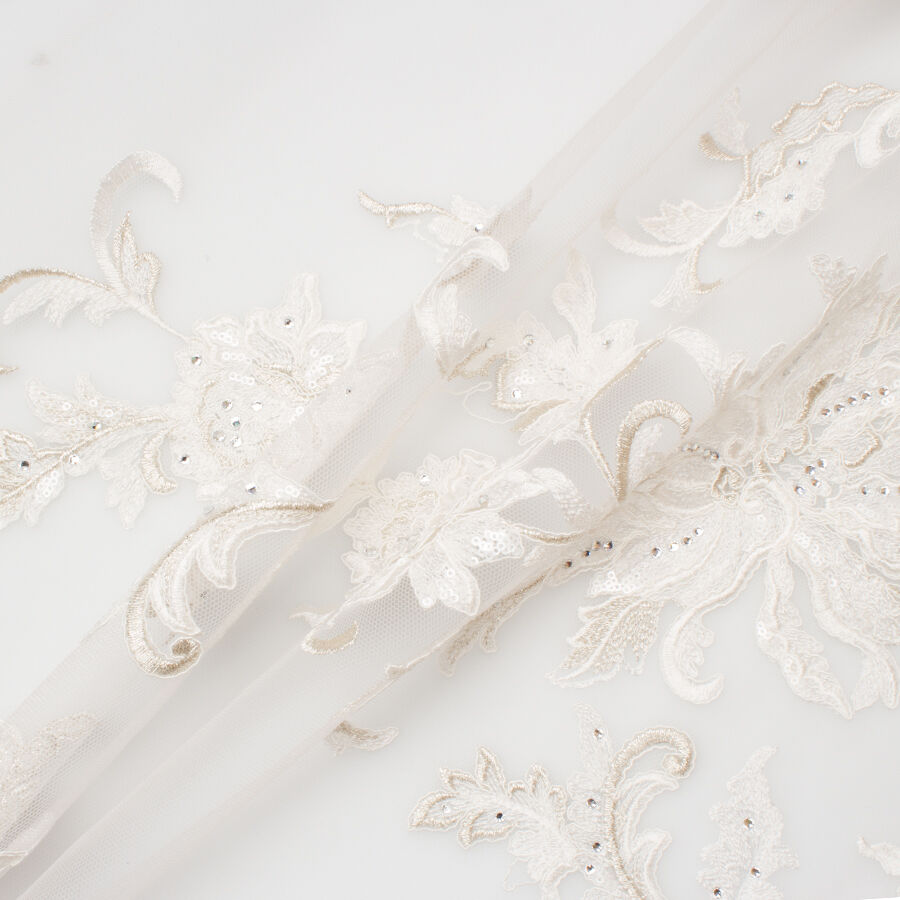 Ivory Floral Embroidered Tulle