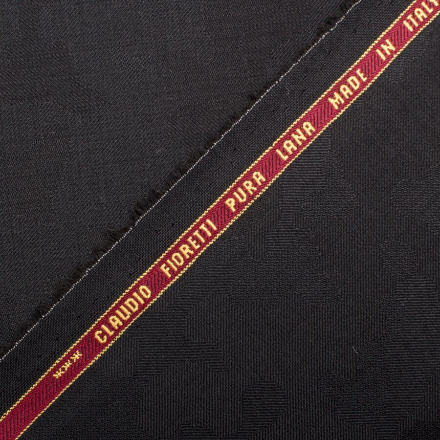 Black Super 150s Jacquard Wool Suiting